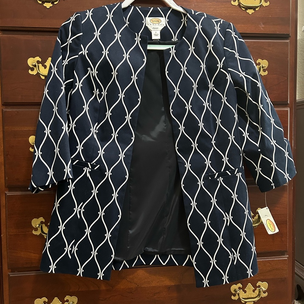 Navy and White Patterned Women's Jacket